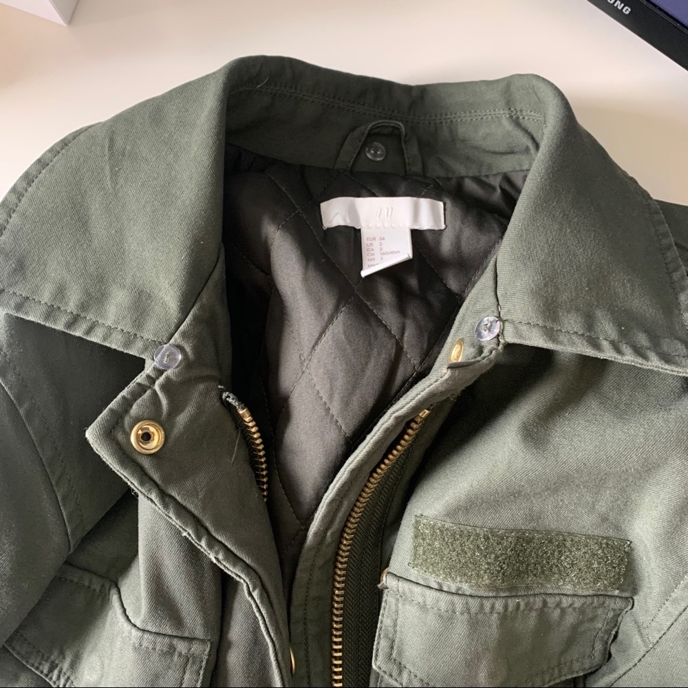 Oversized Boyfriend Utility Jacket Green H&M Size2